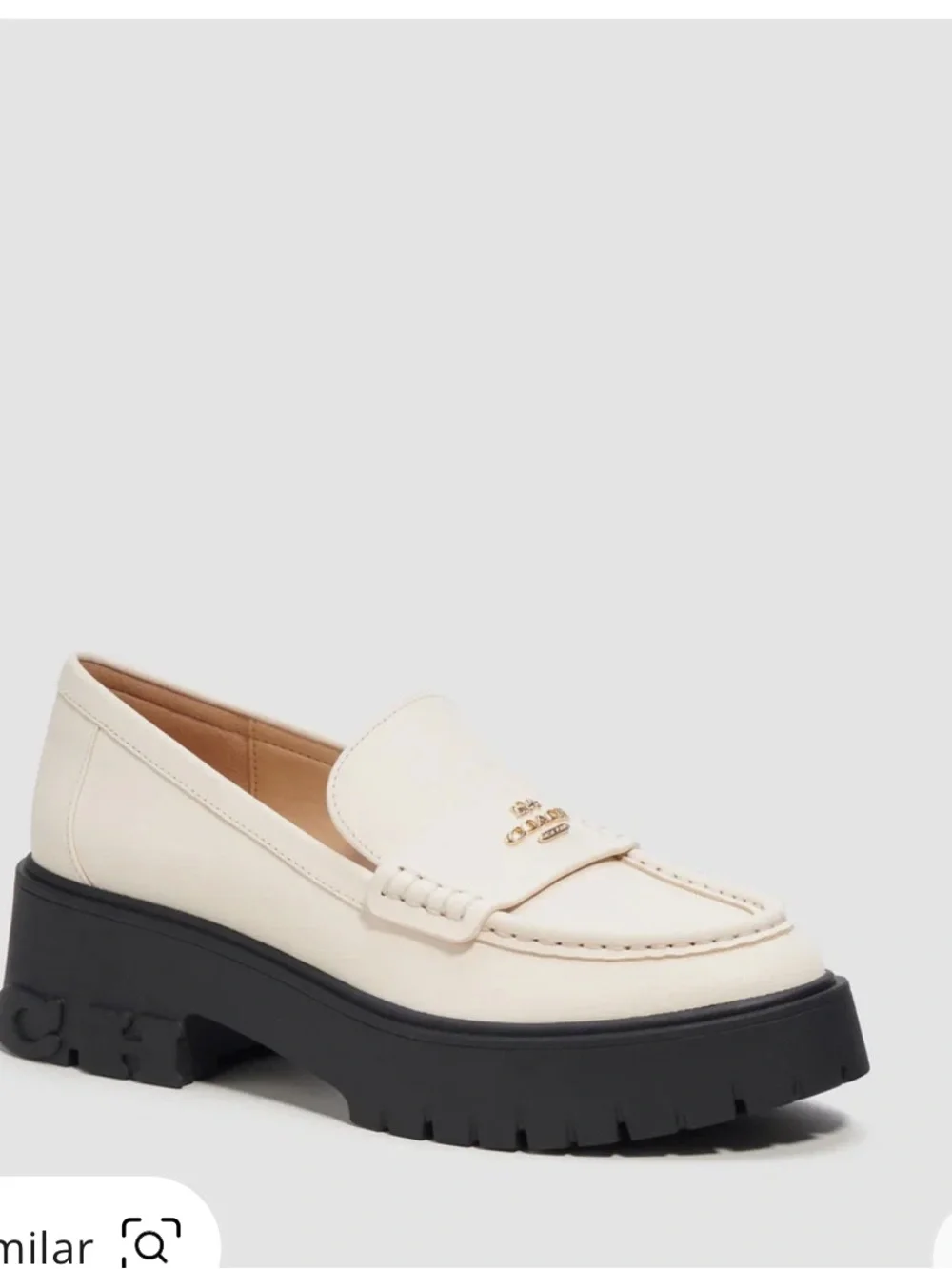 NWOB COACH Ruthie Platform Loafers CM587 Chalk Cream Leather, Size 7.5